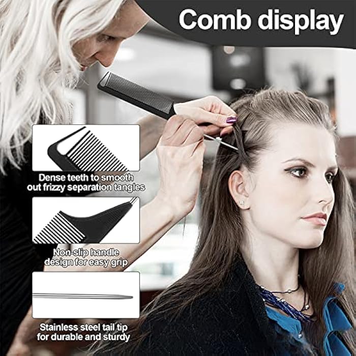 SWEET VIEW 3 Pcs Slick Back Hair Brush Set with Edge Brush, Bristle Brush, Rat Tail Comb, Teasing Brush Set for Smoothing Baby Hair & Flyaways - Black - Image 4